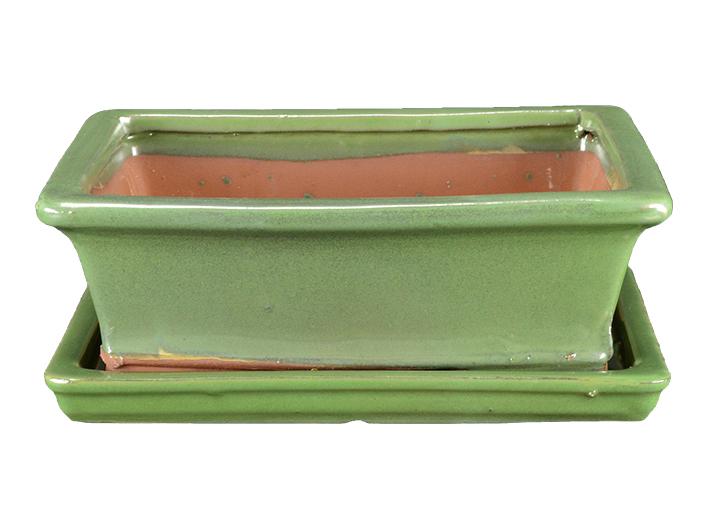 Vaso bonsai esagonale 12 cm smaltato verde | Leroy Merlin