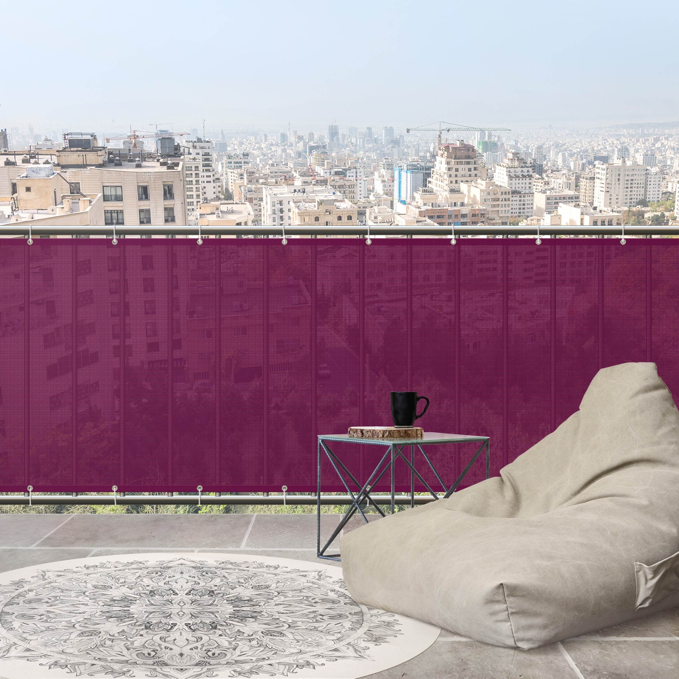 Brise vue brise vent balcon appartement jardin rose H.1,3 x L.8 M avec attaches résistant aux intempéries 270 g/m² mesh 1075 - 2