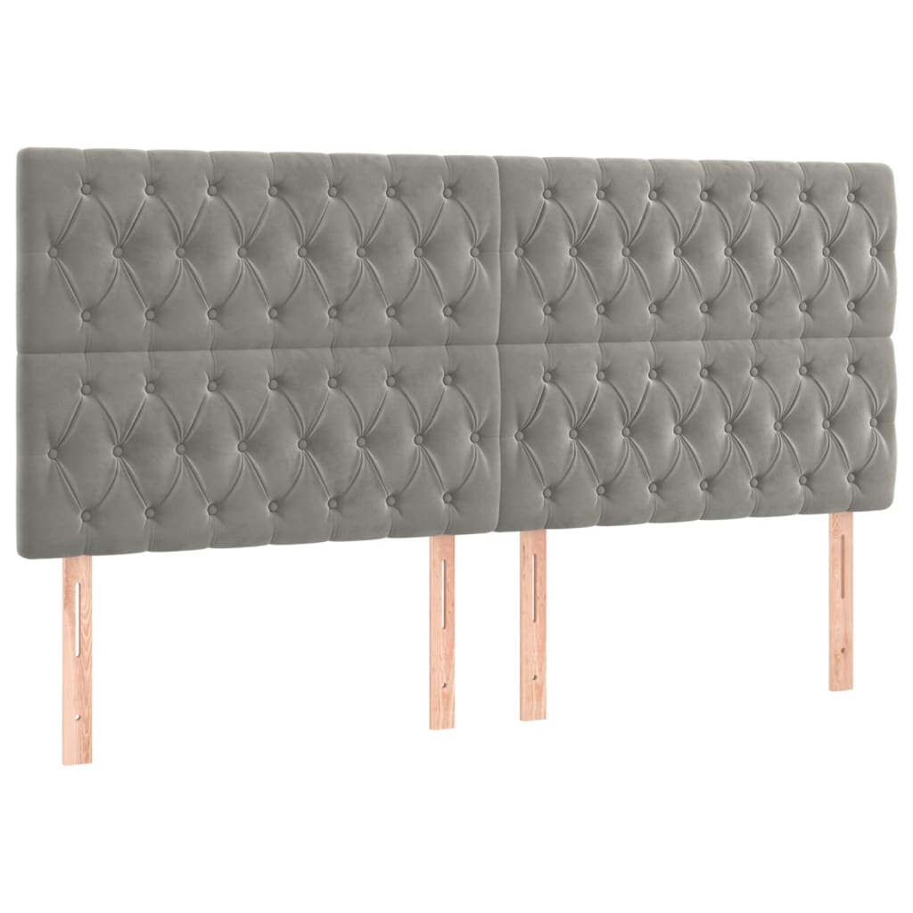 Cadre de lit sans matelas en velours gris clair pour la chambre, 200 × 200 cm - 8