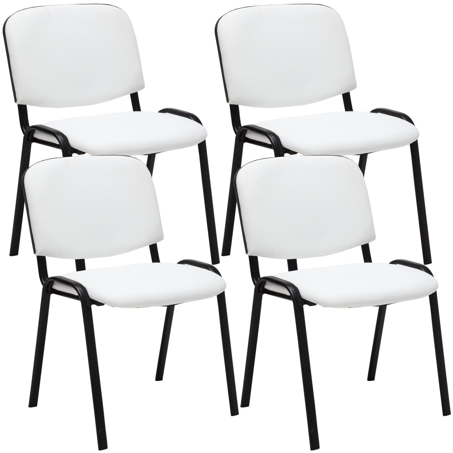 Lot De 4 Chaises Visiteur Empilable Zone D'attente En Tissu Orange Pietement A 4 Pieds En Metal