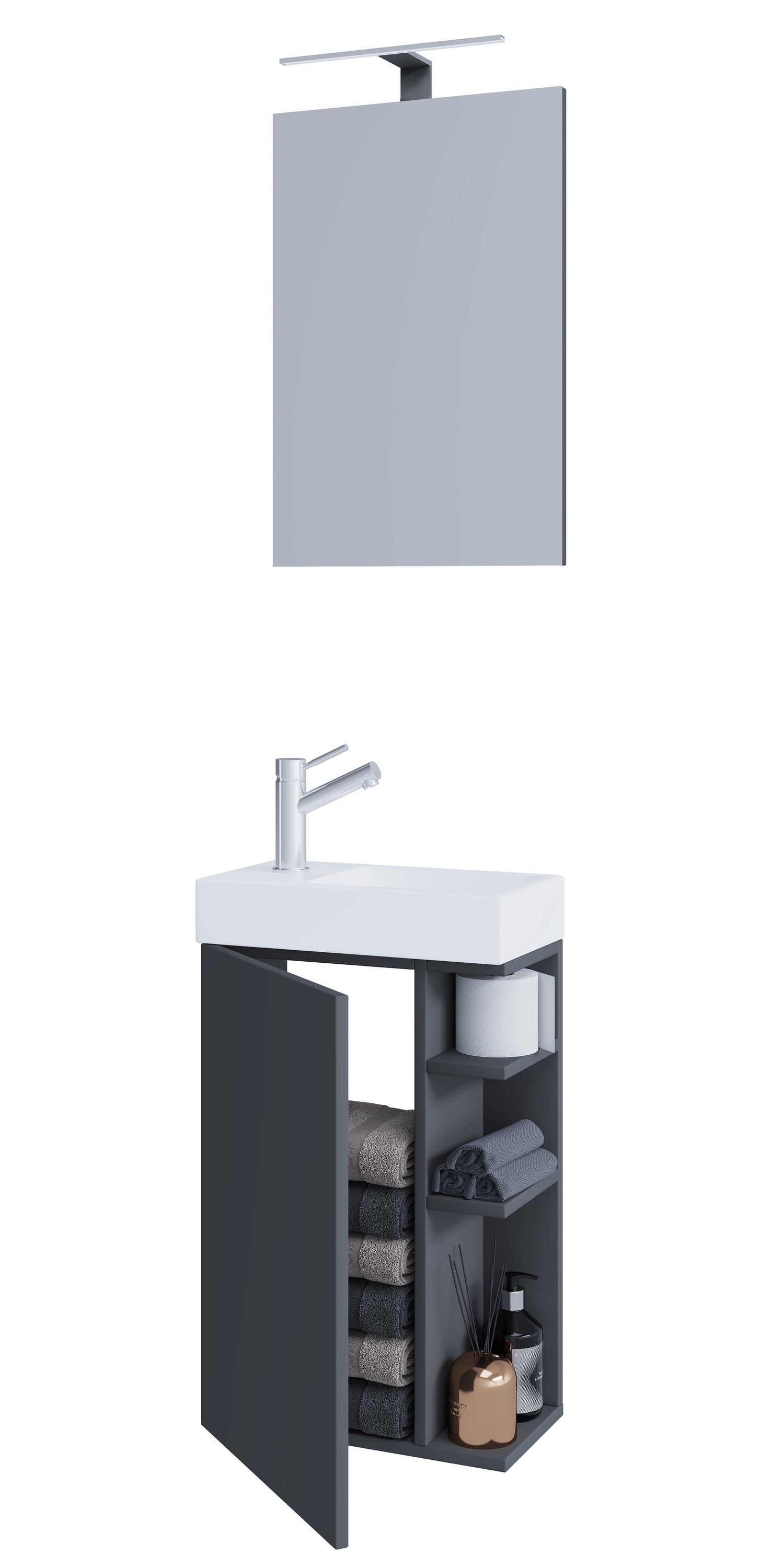 umywalka do mebli łazienkowych Lumia Antracyt W. 129 x S. 40 x G. 22 cm