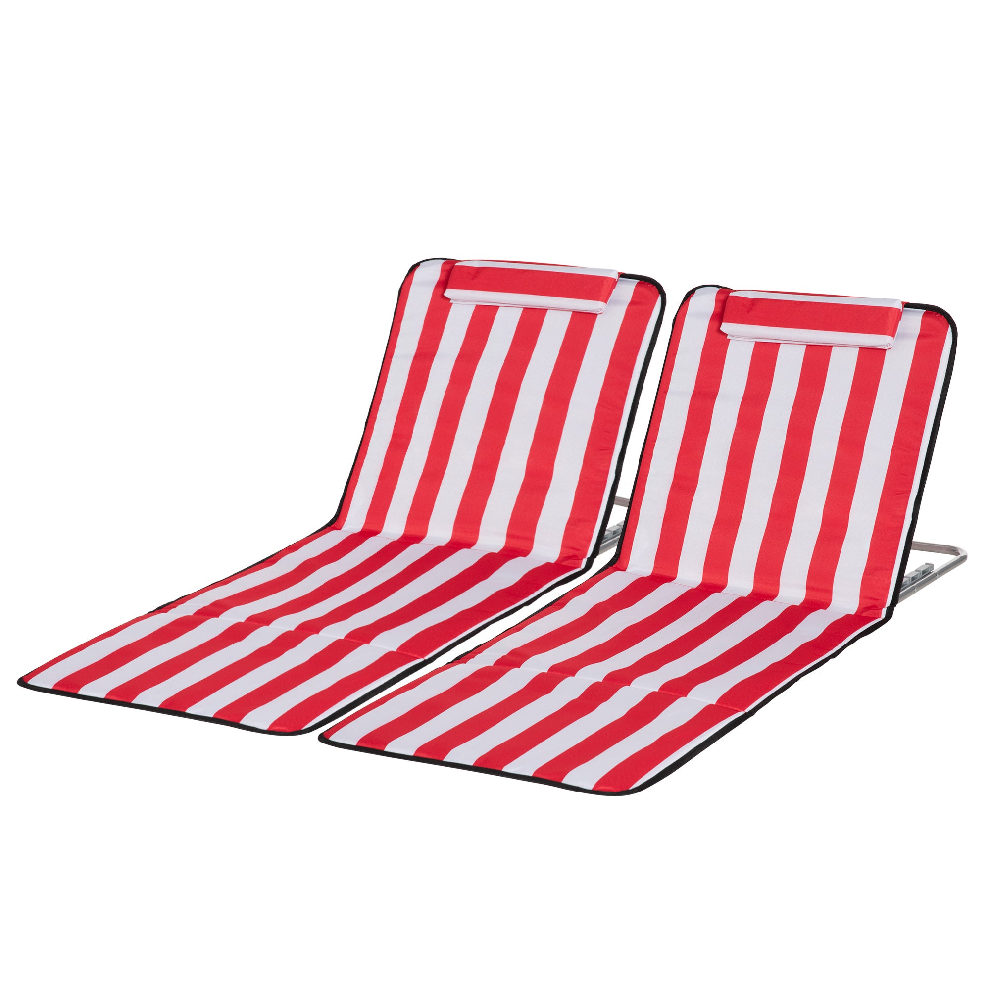 Ensemble 2 transats plage pliants dossier réglable 5 niveaux sac rouge - 2