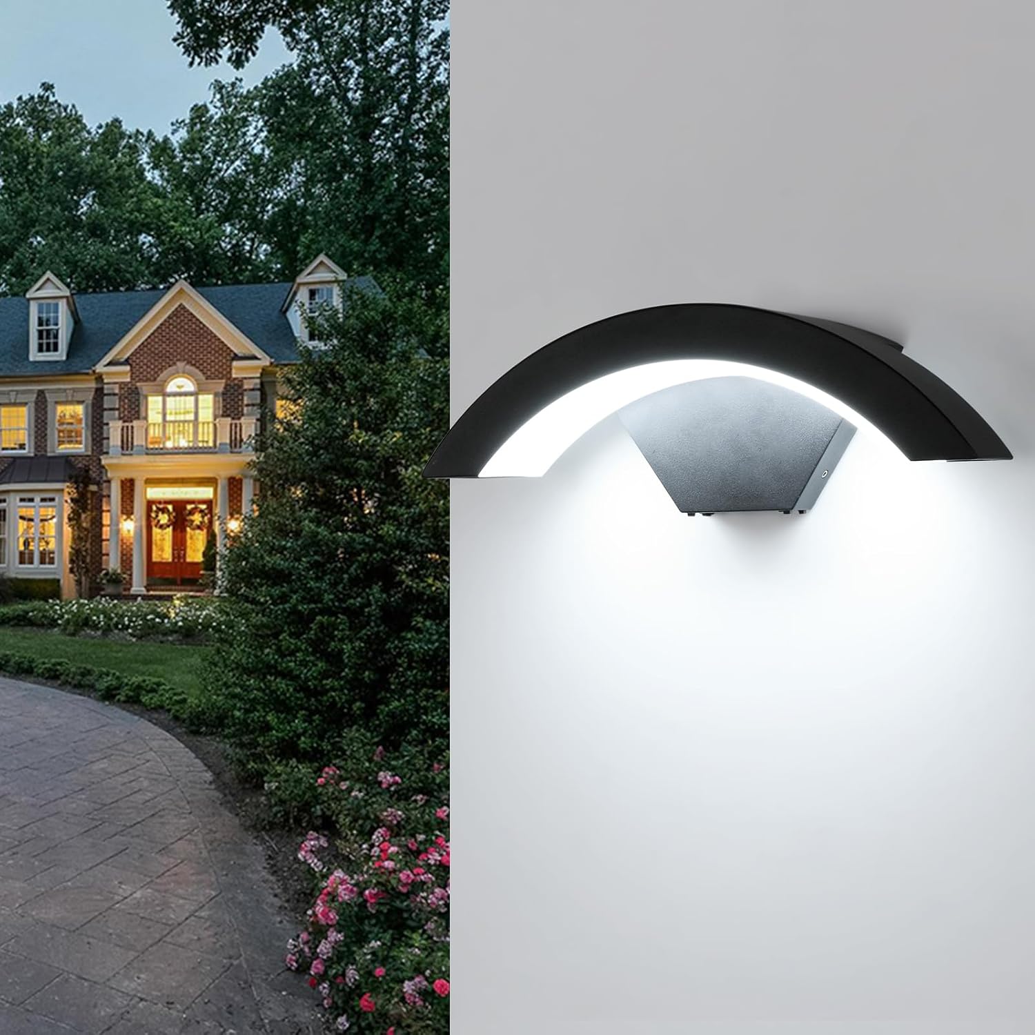 Applique Murale Extérieur Verre Ondulé - Noir, IP44, E27 Max 60W, Pour Porche, Jardin, Terrasse