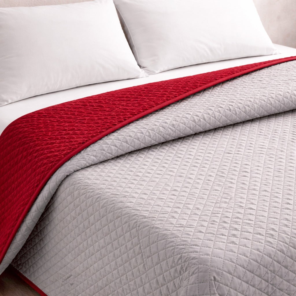 Colcha Bicolor Reversible Gris/Rojo Cama 180cm Donegal Collections - 2
