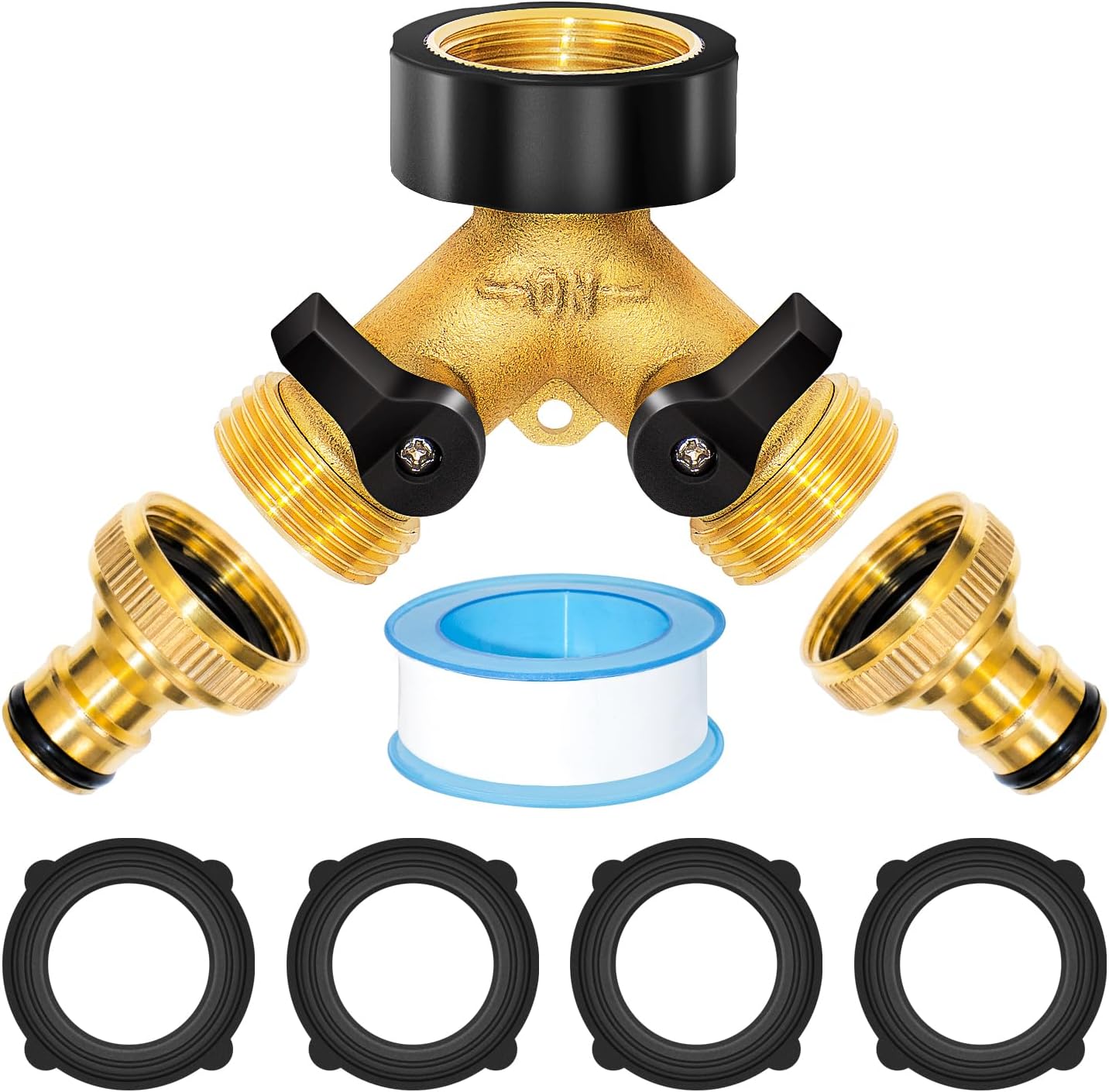 Dwudrożny dozownik wody 3/4" - Dozownik w kształcie litery Y - Z oddzielnymi przełącznikami - Nadaje się do kuchni, ogrodu i trawnika
