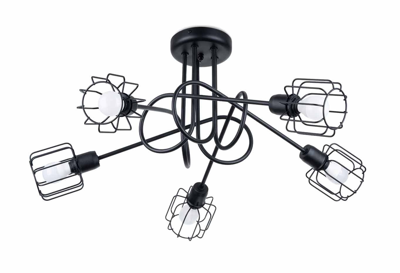 Lampa wisząca Belluci czarna 5xE14x40W industrialna wym: 28,5 x 58 x 58 cm metal Sollux Lighting
