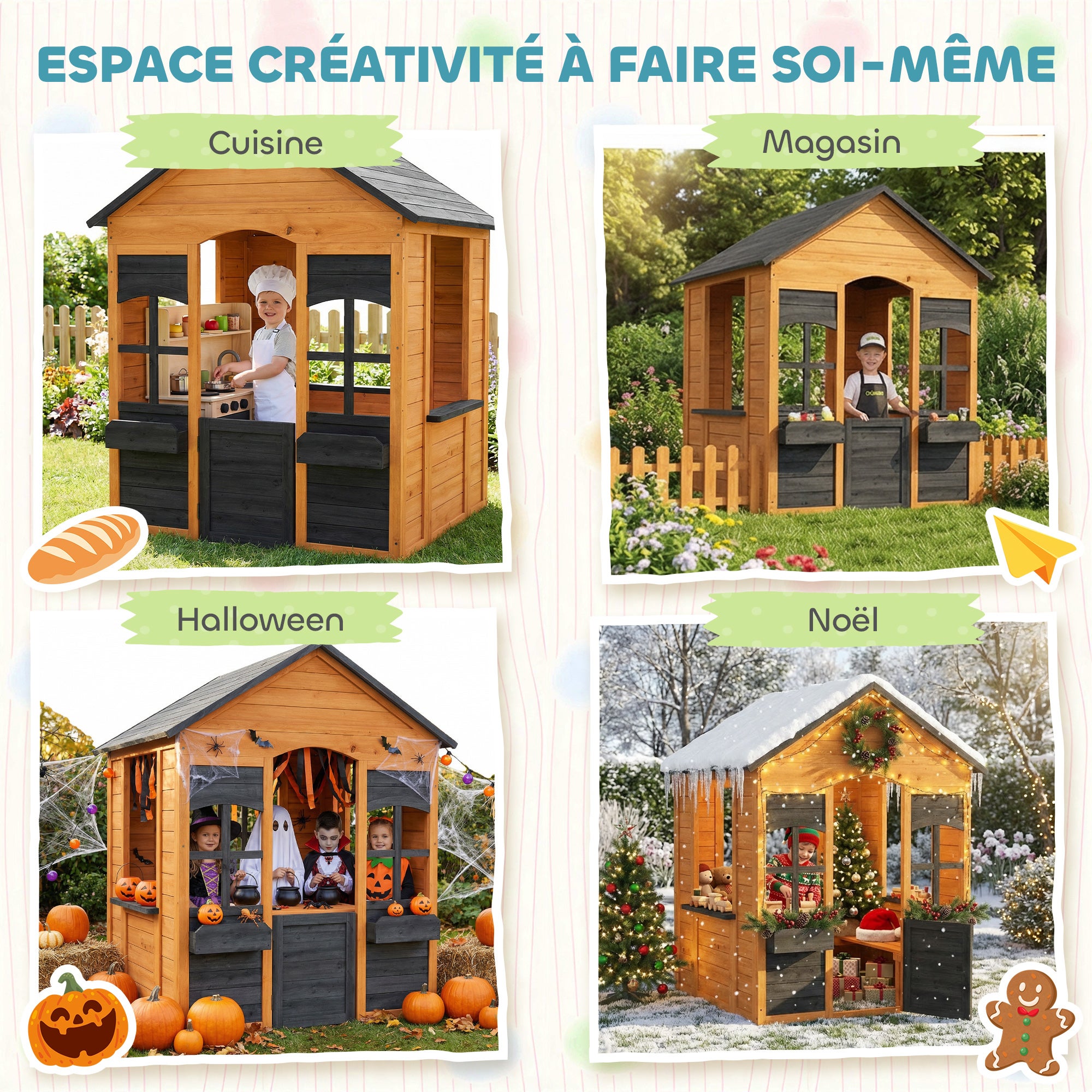 Maison de jeu pour enfants bois de sapin AIYAPLAY - 7