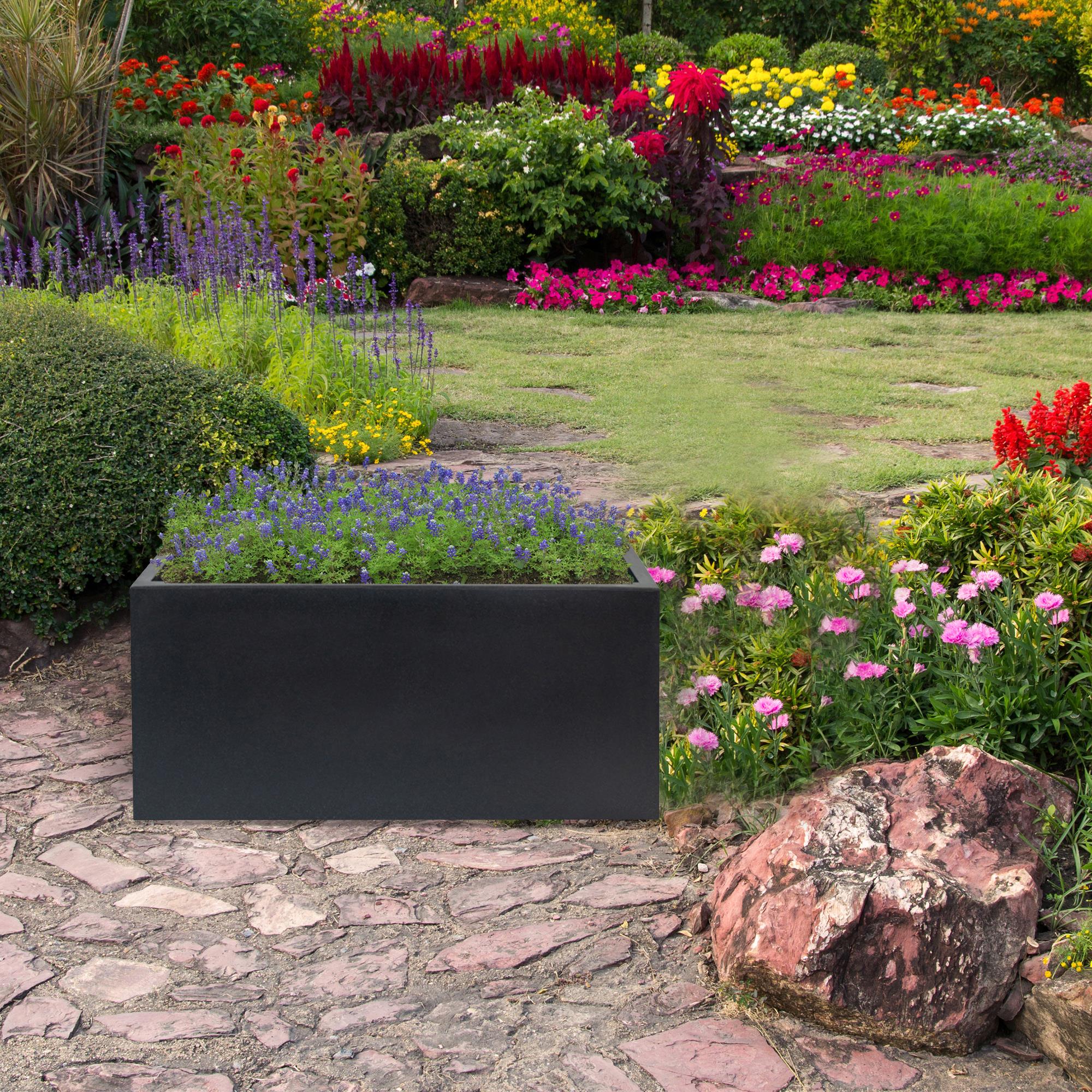 Jardinière en polyéthylène anthracite 70x30x30 WellHome - 4