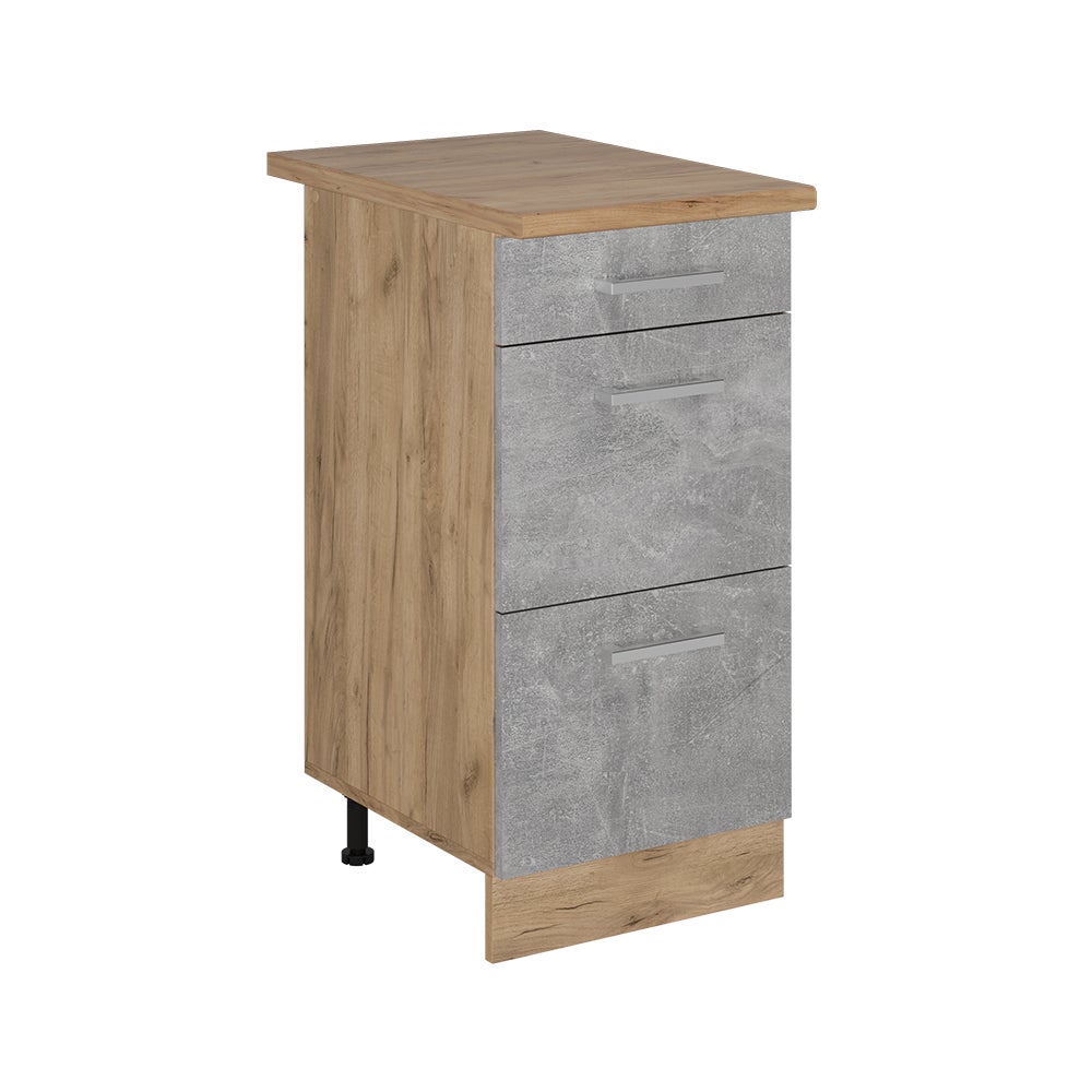 Vicco Szafka dolna do kuchni R-Line, Beton, 40 cm z szufladami, BP Dąb