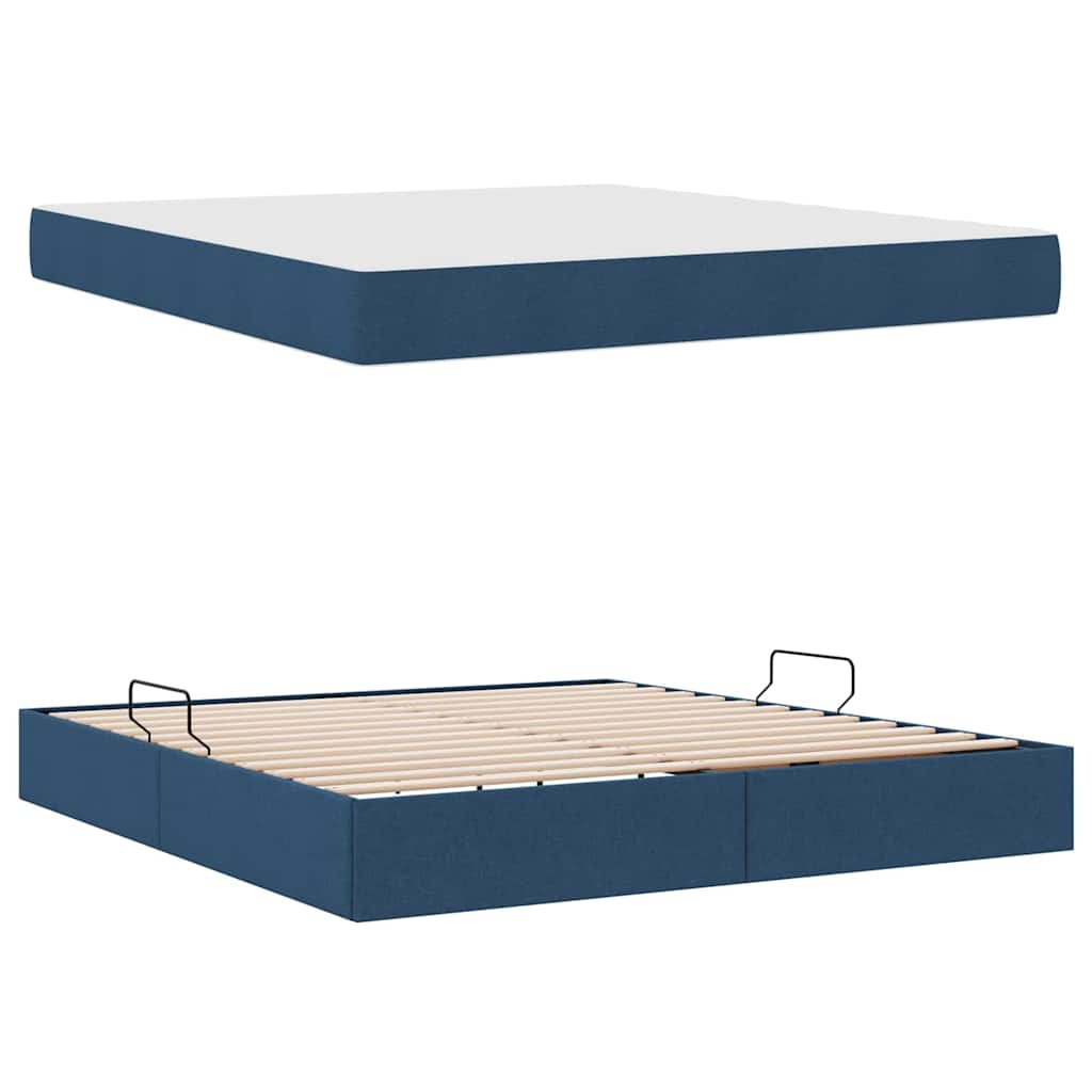 Lit avec rangement et matelas en polyester bleu pour la chambre, 180 × 200 cm - 8