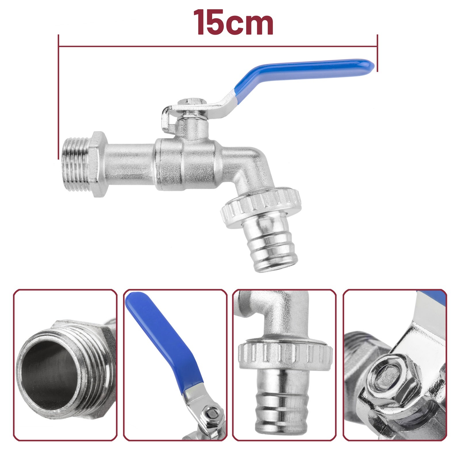 Rubinetto a gomito a sfera con portagomma da 3/4