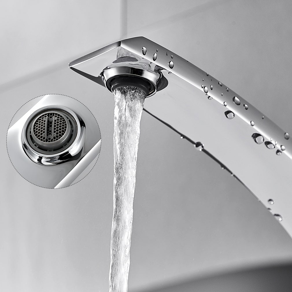 2PCS Auralum max Robinet de Lavabo pour Salle de Bain au Design Moderne Mitigeur de lavabo à poignée unique avec aérateur amovible Chromé,EU Modèle - 7