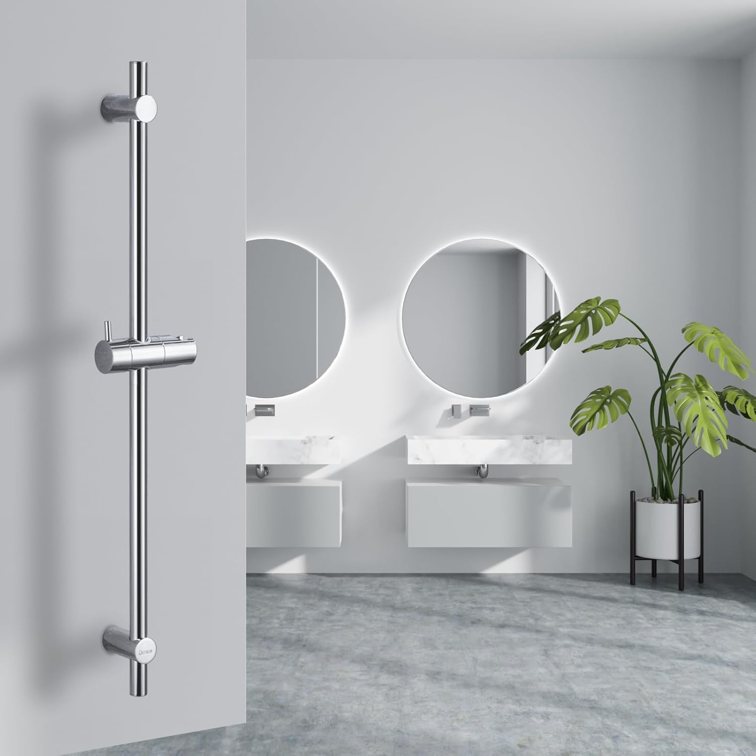 Barre de douche inox 70 cm – Support pommeau 360° – Fixations adaptables – Finition brossée élégante - 7
