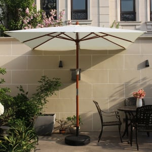 Parasol en bois carré 250x250 cm toile écru MATERA