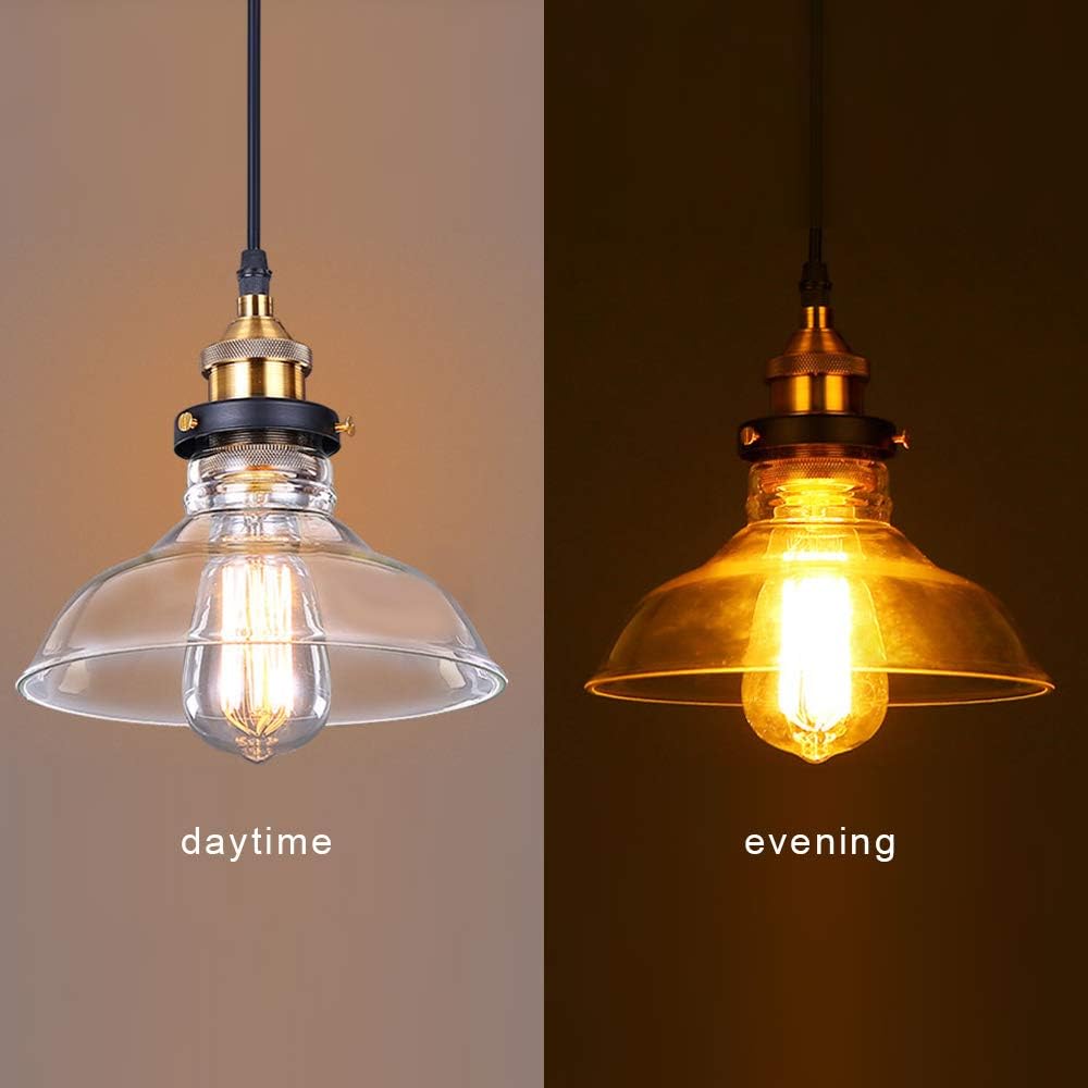 Suspension Vintage Industrielle Pathson - Abat-jour Verre Crème - E27