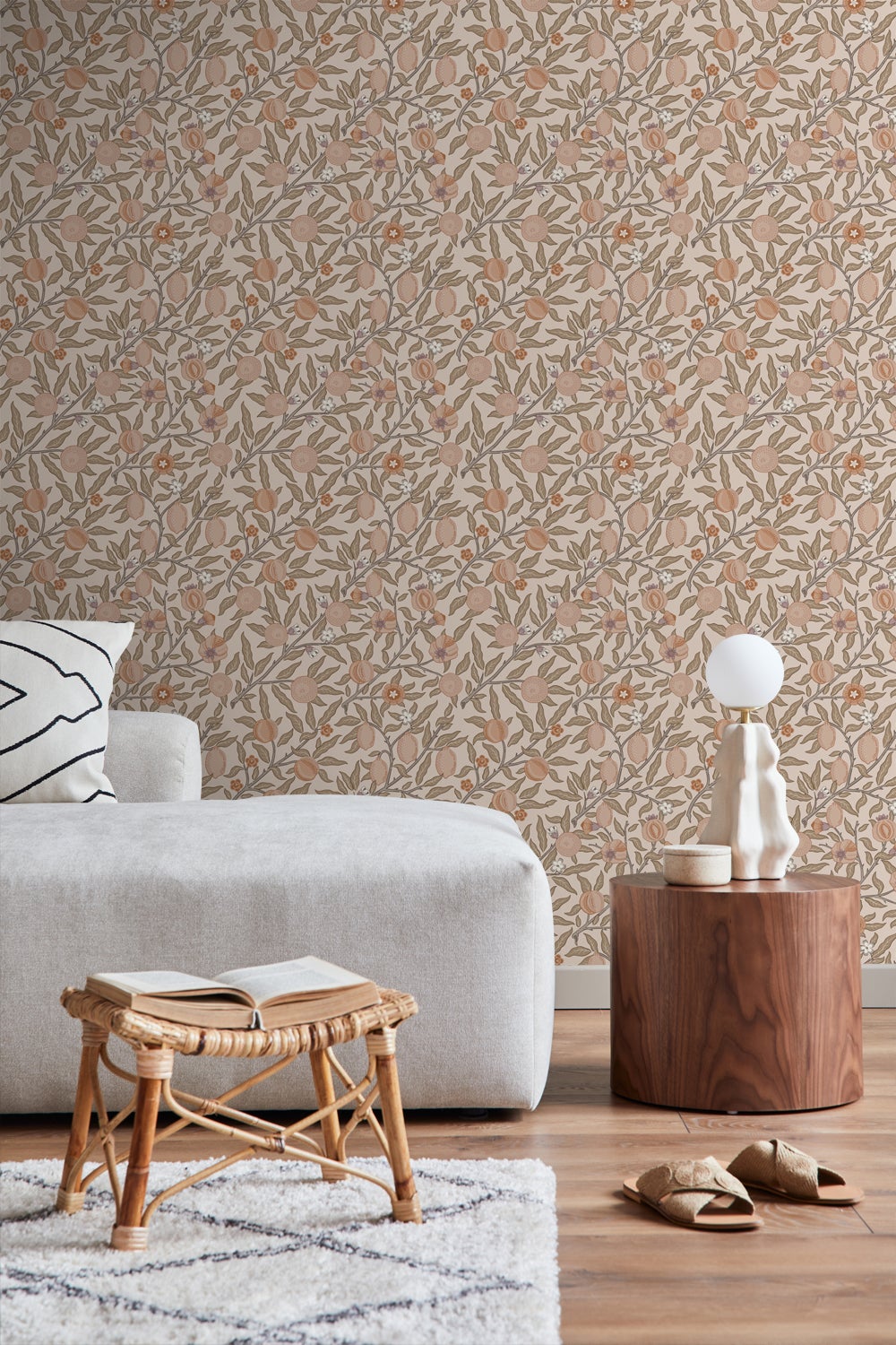Papier peint des fruits et des feuilles exotiques terracotta claire - 50 x 900 cm - ESTAhome - 5