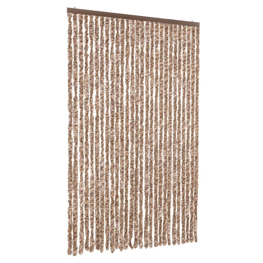 Rideau anti-mouches beige et marron foncé 118x220 cm chenille CFW65086 - 2