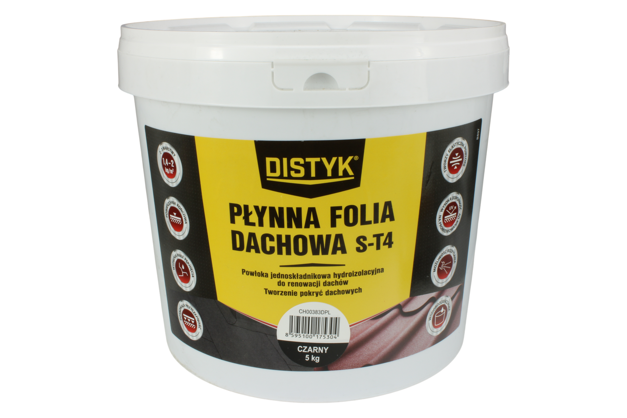 Płynna folia dachowa S-T4 - hydroizolacja membrana renowacja pokryć dachowych. - kolor czarny 5kg