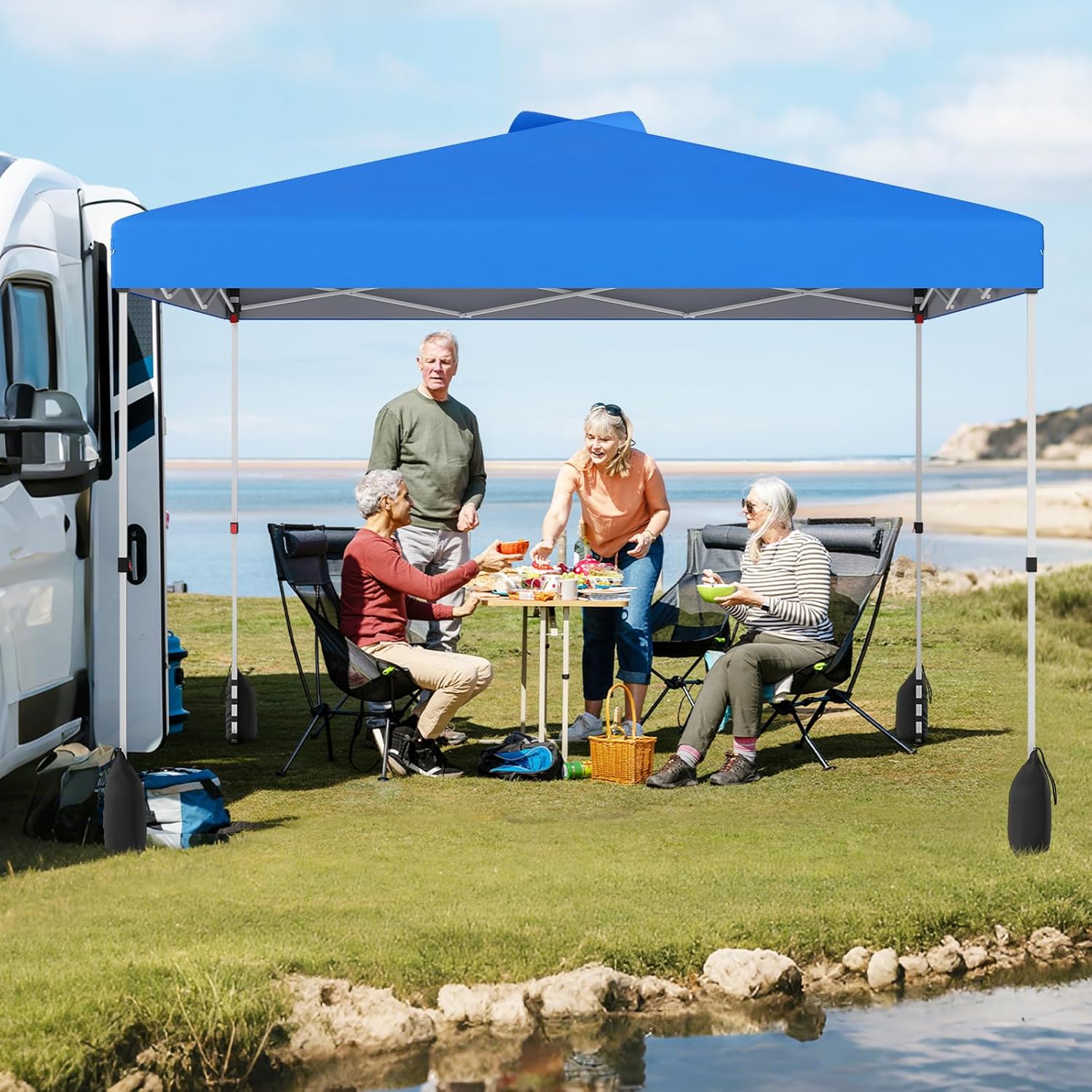 2 Pareti Laterali Con Cerniera Per Gazebo 3x3m - Impermeabile, Blu Navy - Con Finestre E Design Pratico