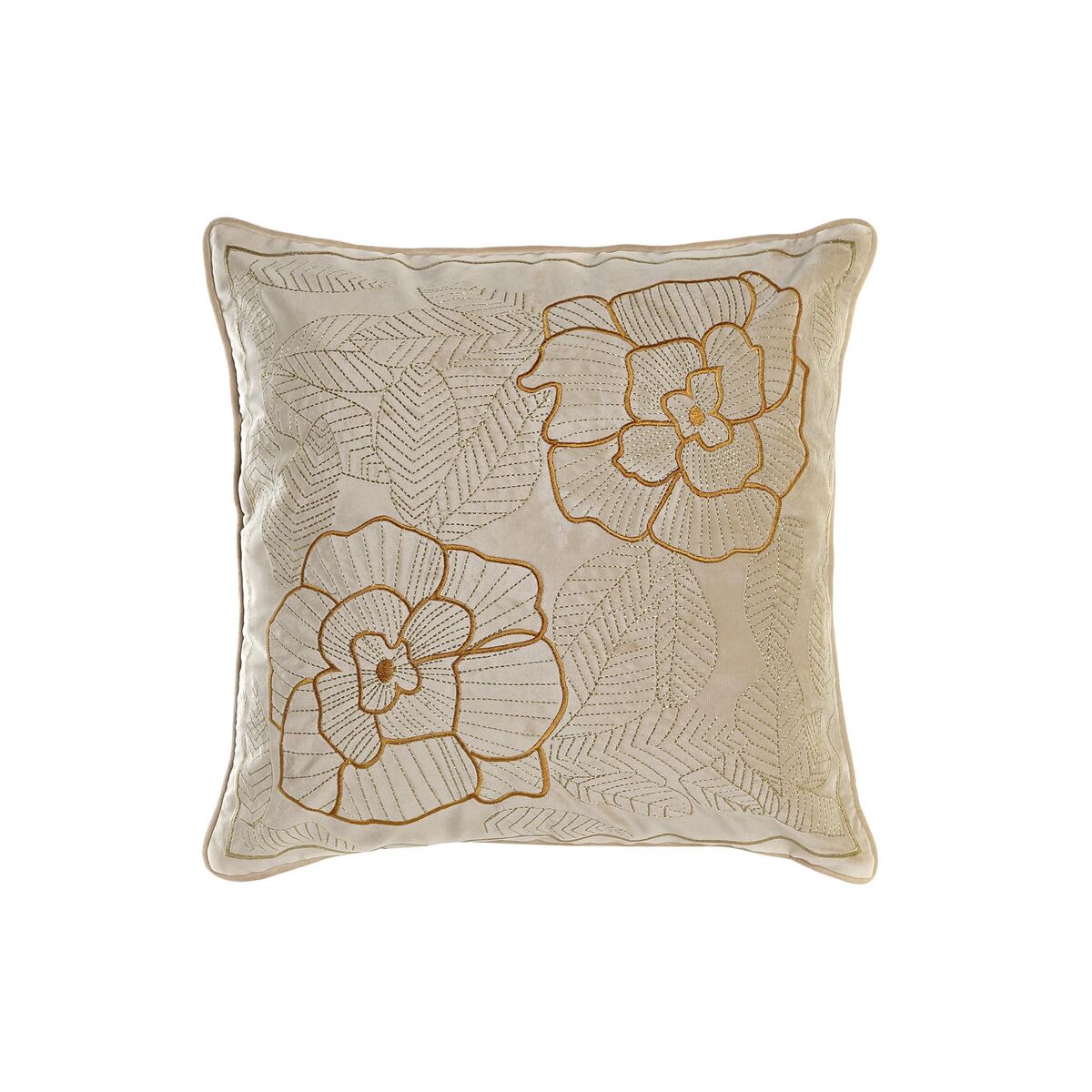 Cojín dkd home decor dorado 45 x 10 x 45 cm flores