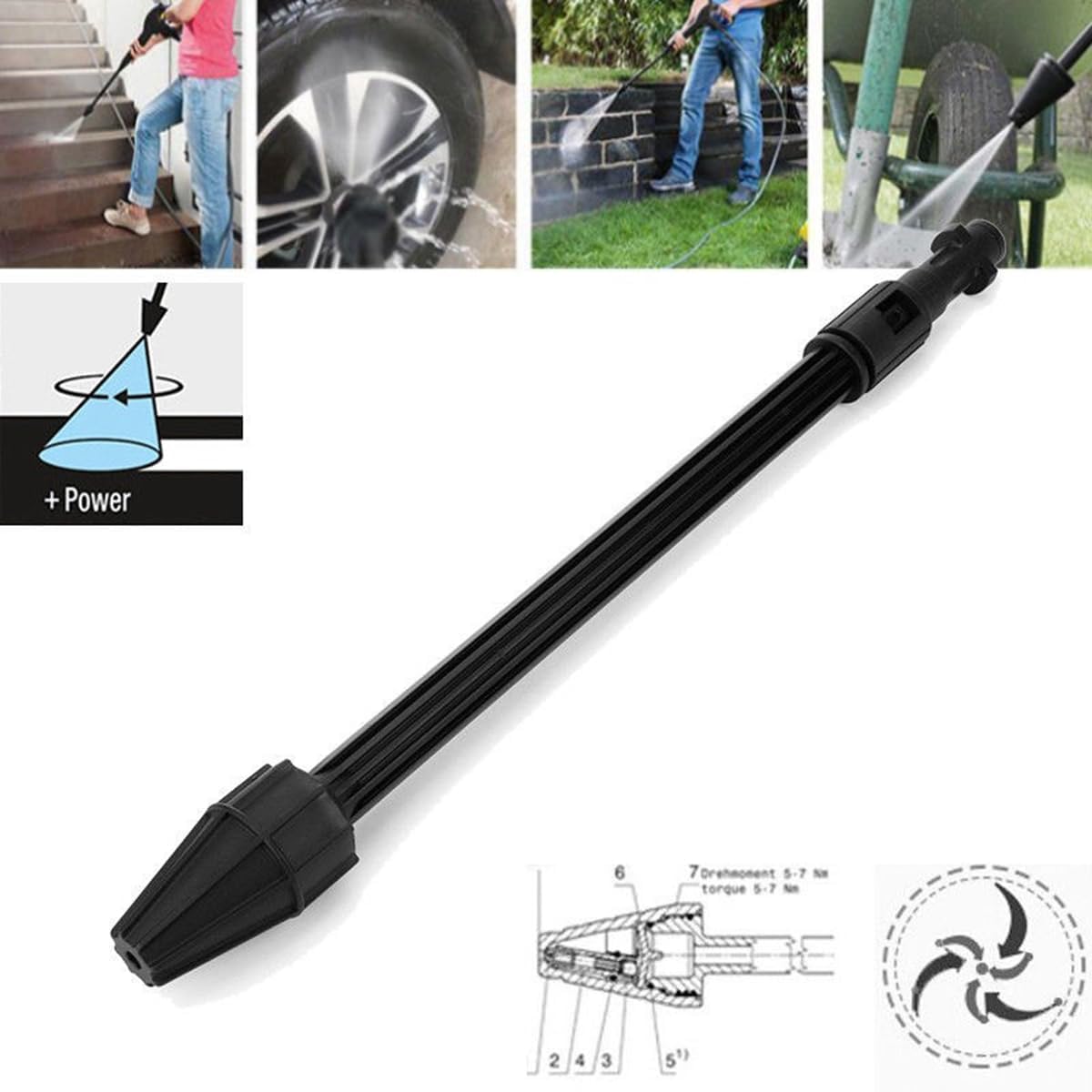 Pour Karcher Buse Rotative /Lavor/Karcher Buse de Lance à Jet Variable Buse Rotative Adaptée aux Rondelles Karcher K2 K3 K4 K5 K6 K7 Accessoire po - 2