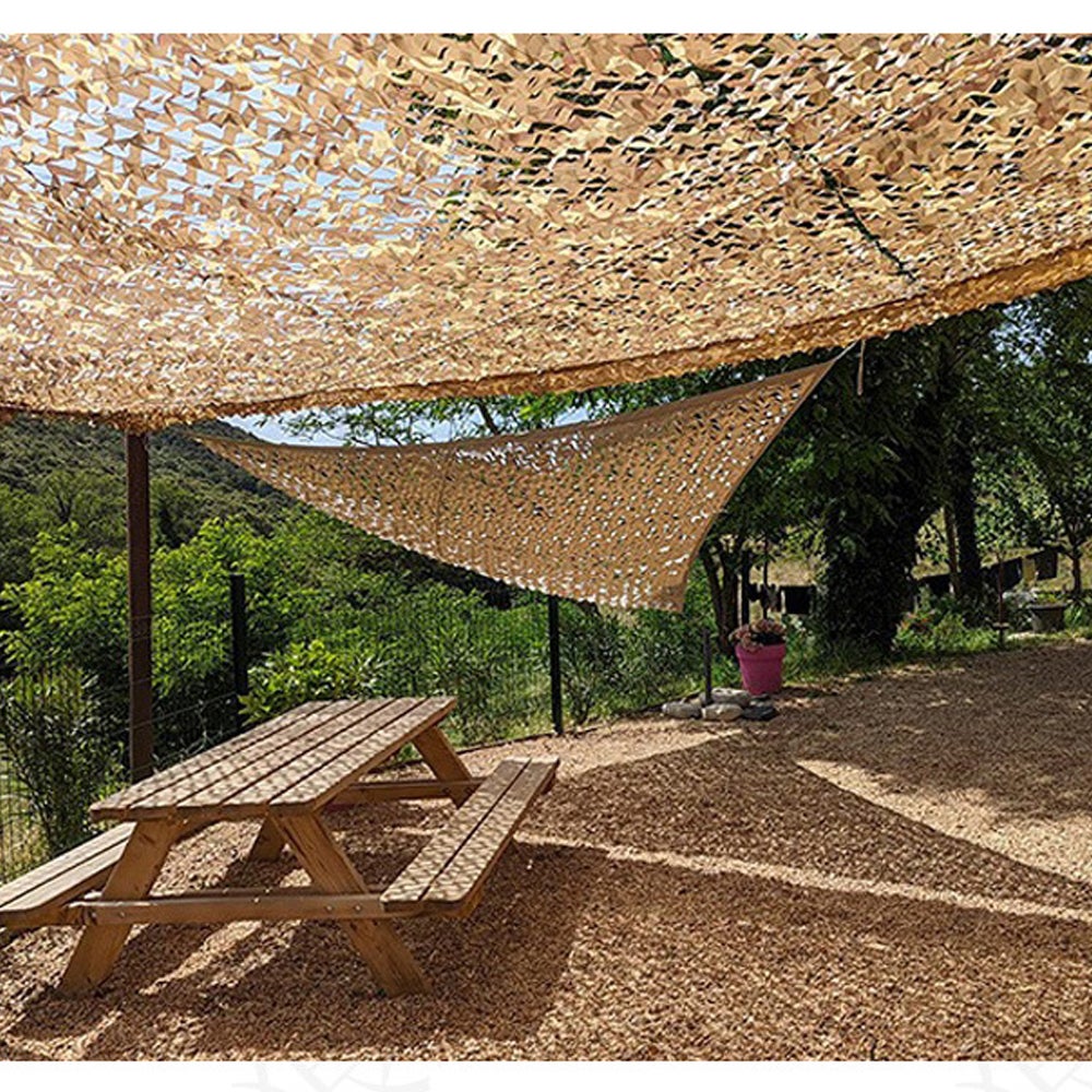 Filet de Camouflage Sable - Filet d’Ombrage Extérieur Résistant - Haut de Gamme - Protection Solaire & Voile d'Ombrage Anti-UV - Terrasse, Pergola, - 6