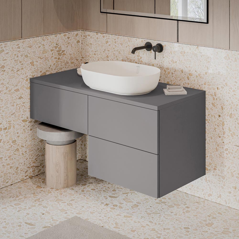 Bernstein - mueble de lavabo suspendido, mdf gris mate premontado + 2 cajones - 120x51x54cm (anchoxprofundidadxalto) - juvia shift