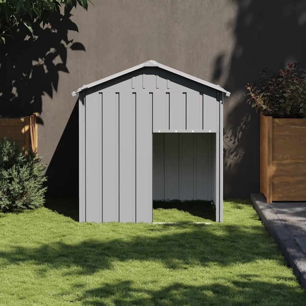 Buda dla psa, z dachem, jasnoszara, 117x103x123 cm, stal