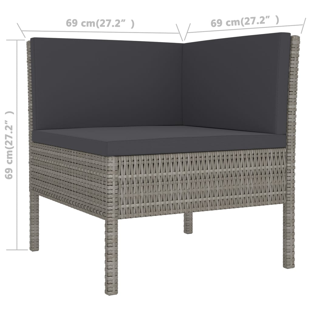 Maison Exclusive - Set Divani da Giardino 9 pz con Cuscini in Polyrattan Grigio - 7