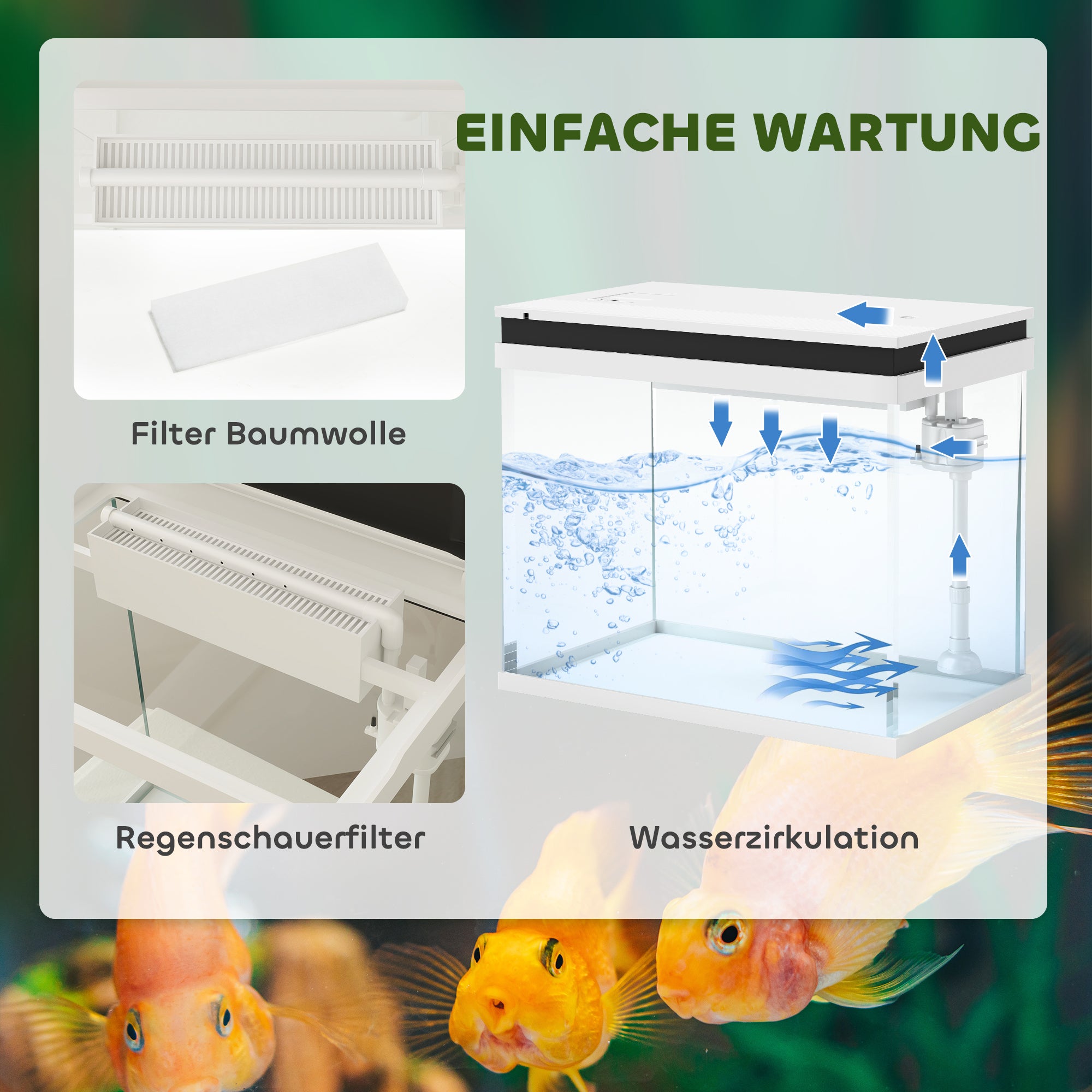 Aquário 41 L em Vidro com Filtro, LED, Bomba, Compacto, para Diferentes Peixes, Branco - 4