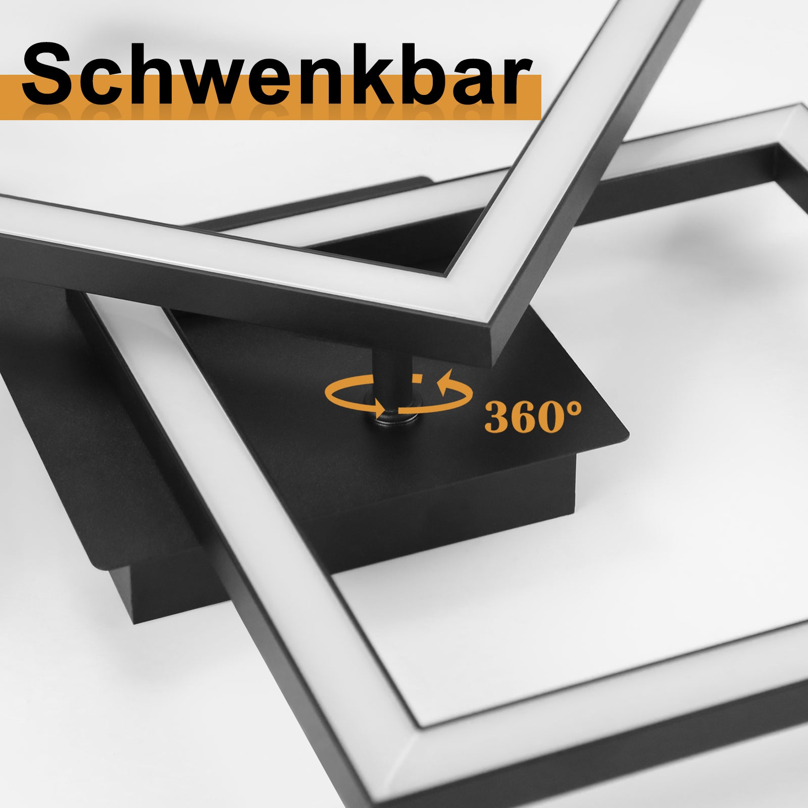 NETTLIFE Plafonnier LED 24W Noir Design Moderne Blanc Chaud Carré pour Salon Chambre Cuisine Couloir - 6