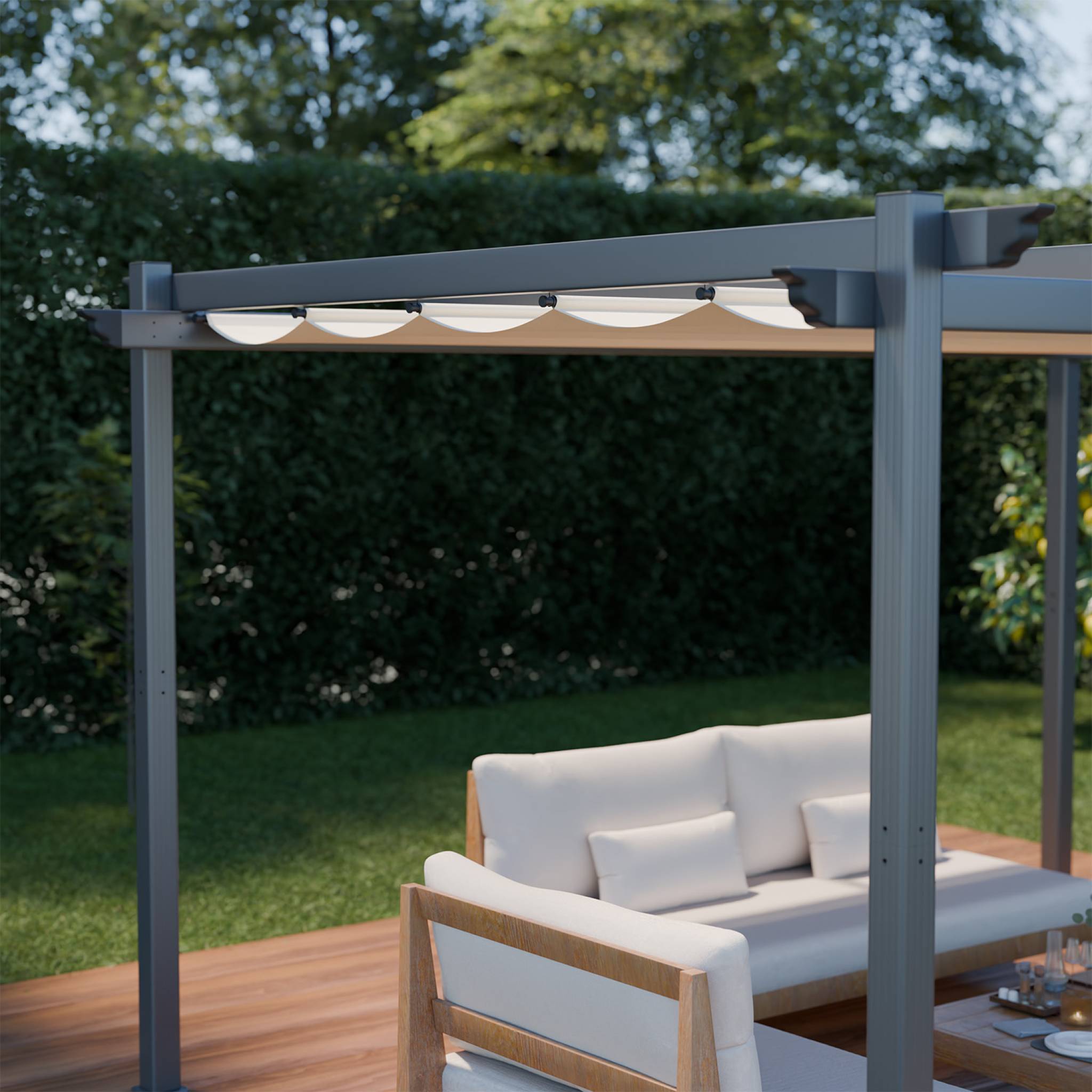 Pergola autoportante Beige en Aluminium 12.0 m² - 3