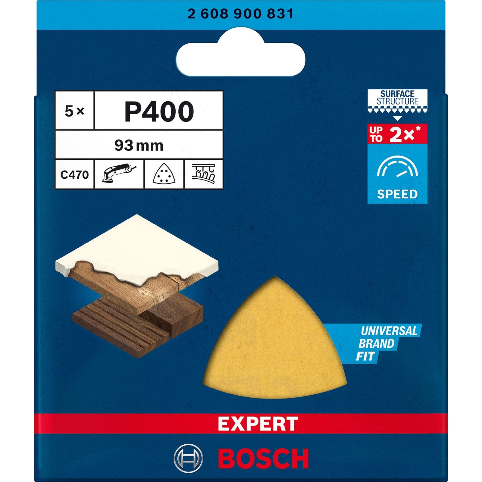 Bosch Accessories 5x Carte Abrasive Expert C470 per Legno Duro, Vernice su Legno, 93x93 mm, Grana 400, Accessorio Levigatrice a Delta - 6