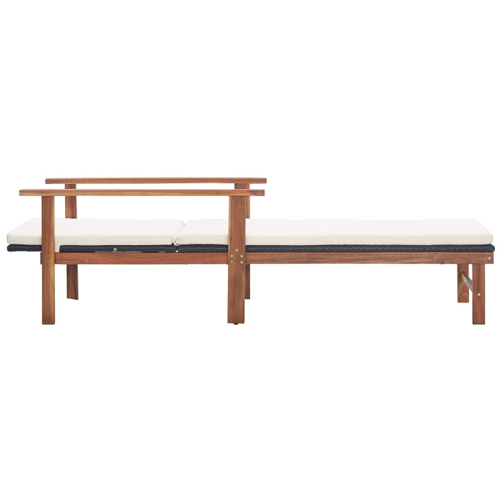 Chaise longue et coussin Résine tressée et bois d'acacia Gris - 3