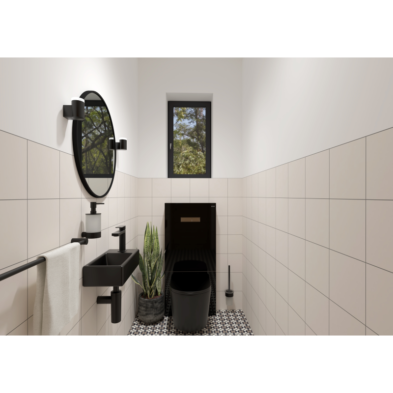 Swiss Aqua Technologies Brevis Lave-mains suspendu avec trou pour robinetterie à droite, 40,5x20,5x10,5cm, noir (SATBRE4020SRBKM) - 5