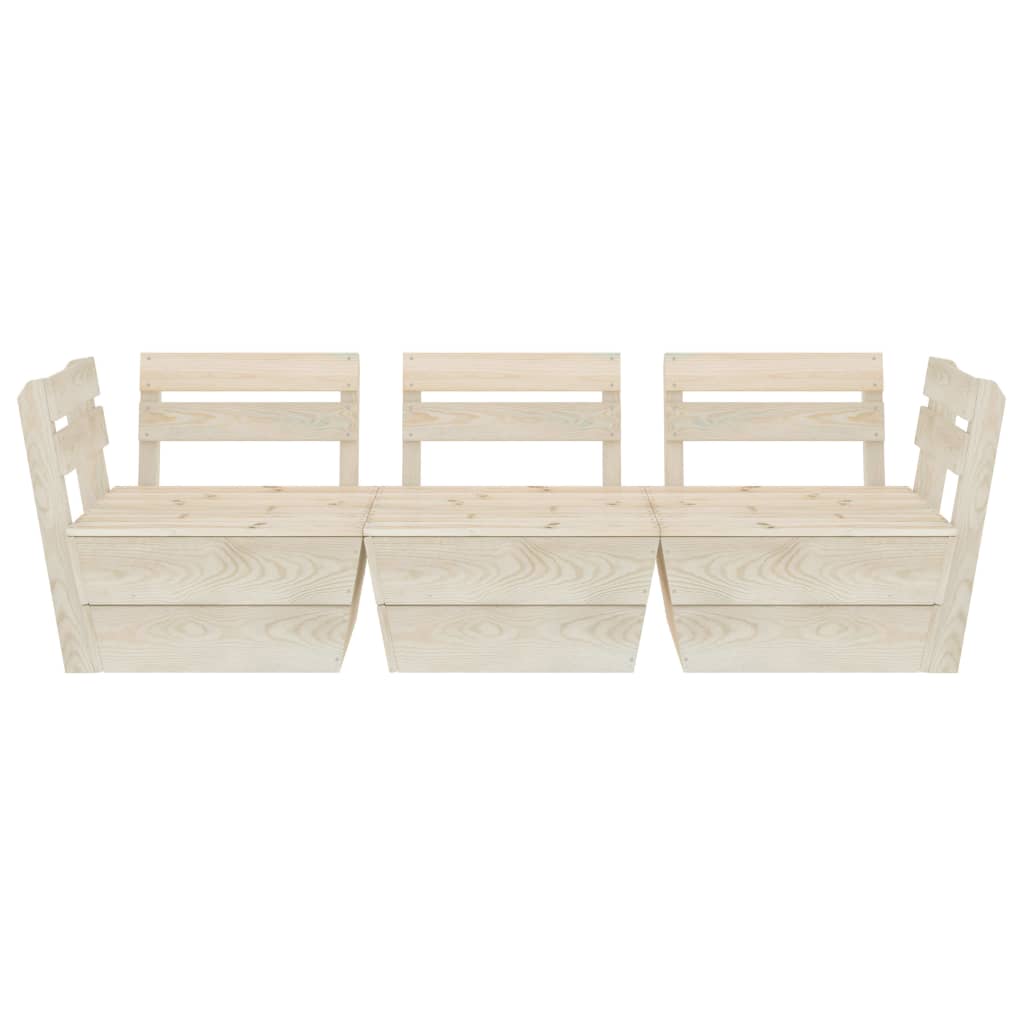 Canapé palette à 3 places de jardin Bois d'épicéa imprégné - 2