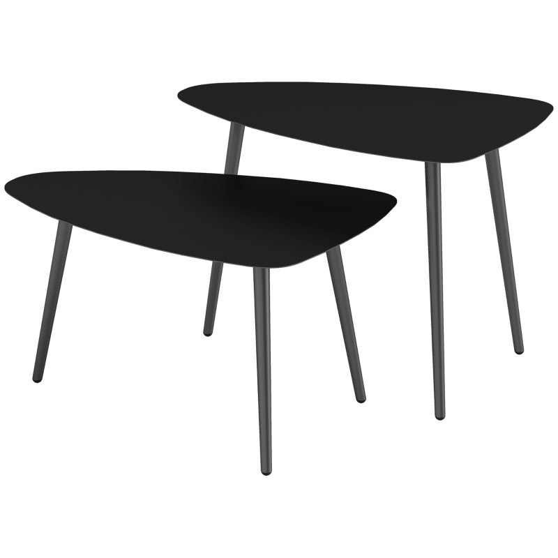Mesa De Centro Metal Negro Y Nogal Povis