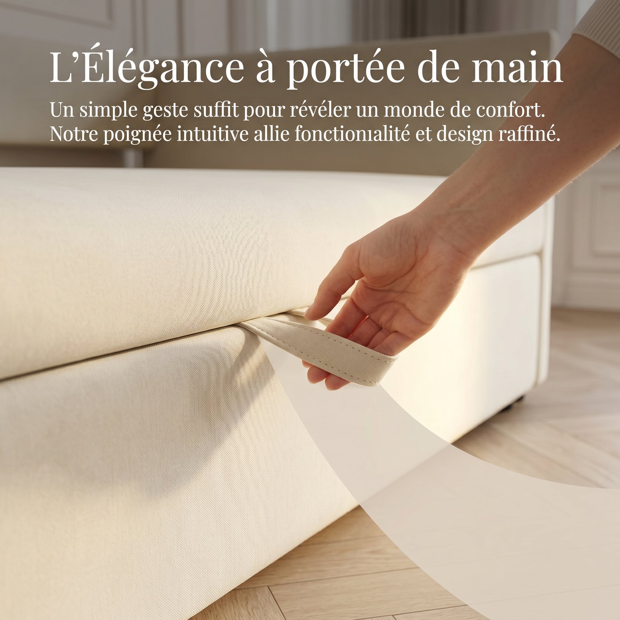 Canapé-lit extensible 90/180 x 200cm 2 Places, canapé convertible rembourré avec sommier à Lattes, velours, beige, sans matelas - 6