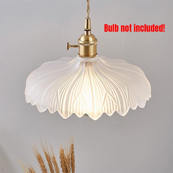 Industrialny, dekoracyjny żyrandol - szklany abażur w kształcie kwiatu w stylu , 24 x 14 cm - regulowana lampa wisząca 1,5 m (gwint E27, bez żarówki) - 4