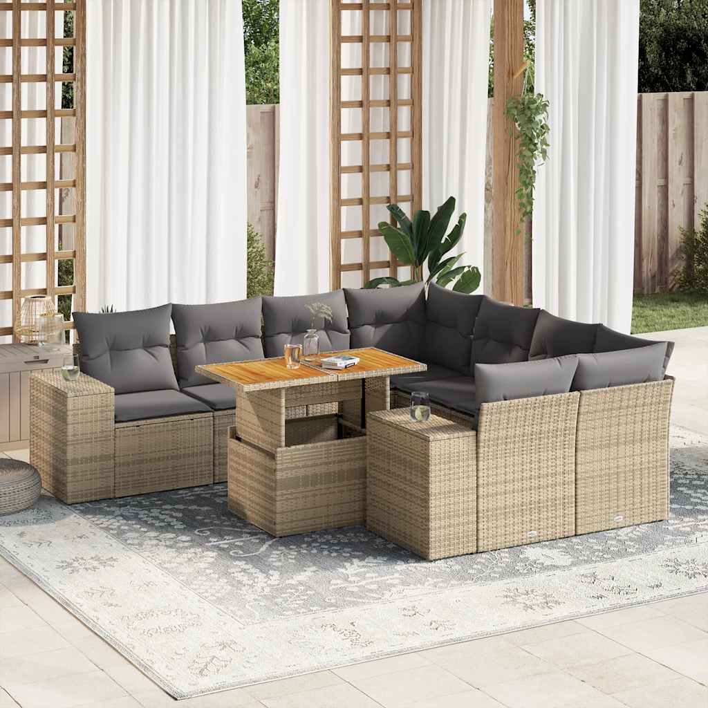 Salon bas de jardin en Rattan synthétique Beige 10 personnes | Leroy Merlin
