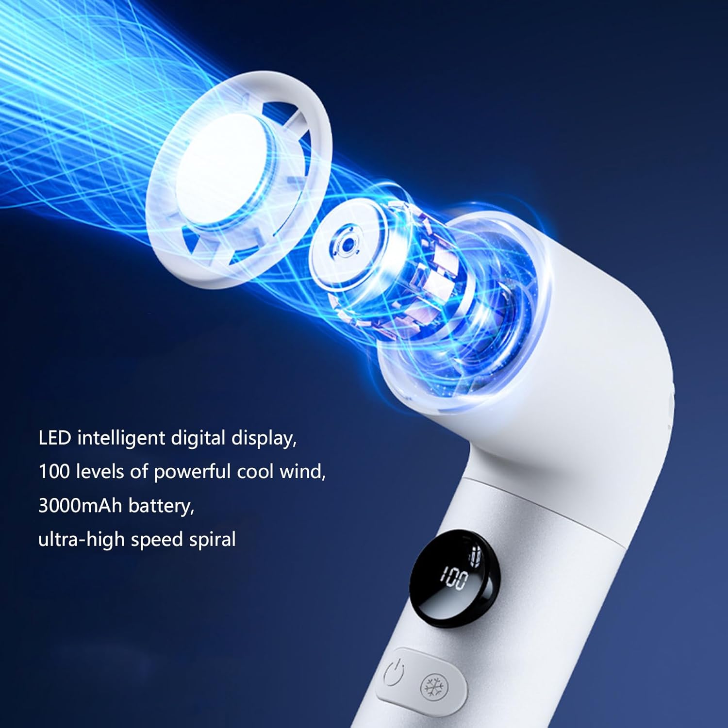 Ventilateur coudé compact avec batterie de 3000 mAh silencieux, convient pour sac à main, ventilateur à main avec col flexible - 4