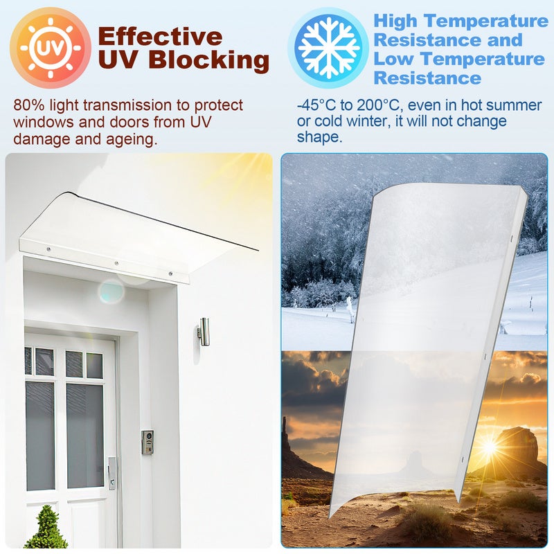 Toldo para porta marquise anti-UV transparente PET 40X80CM montagem externa na parede - 3