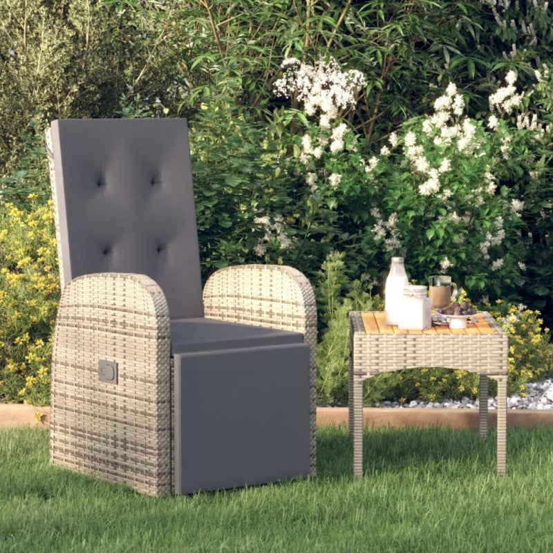 Sedie da giardino reclinabili pz e cuscini polyrattan grigio