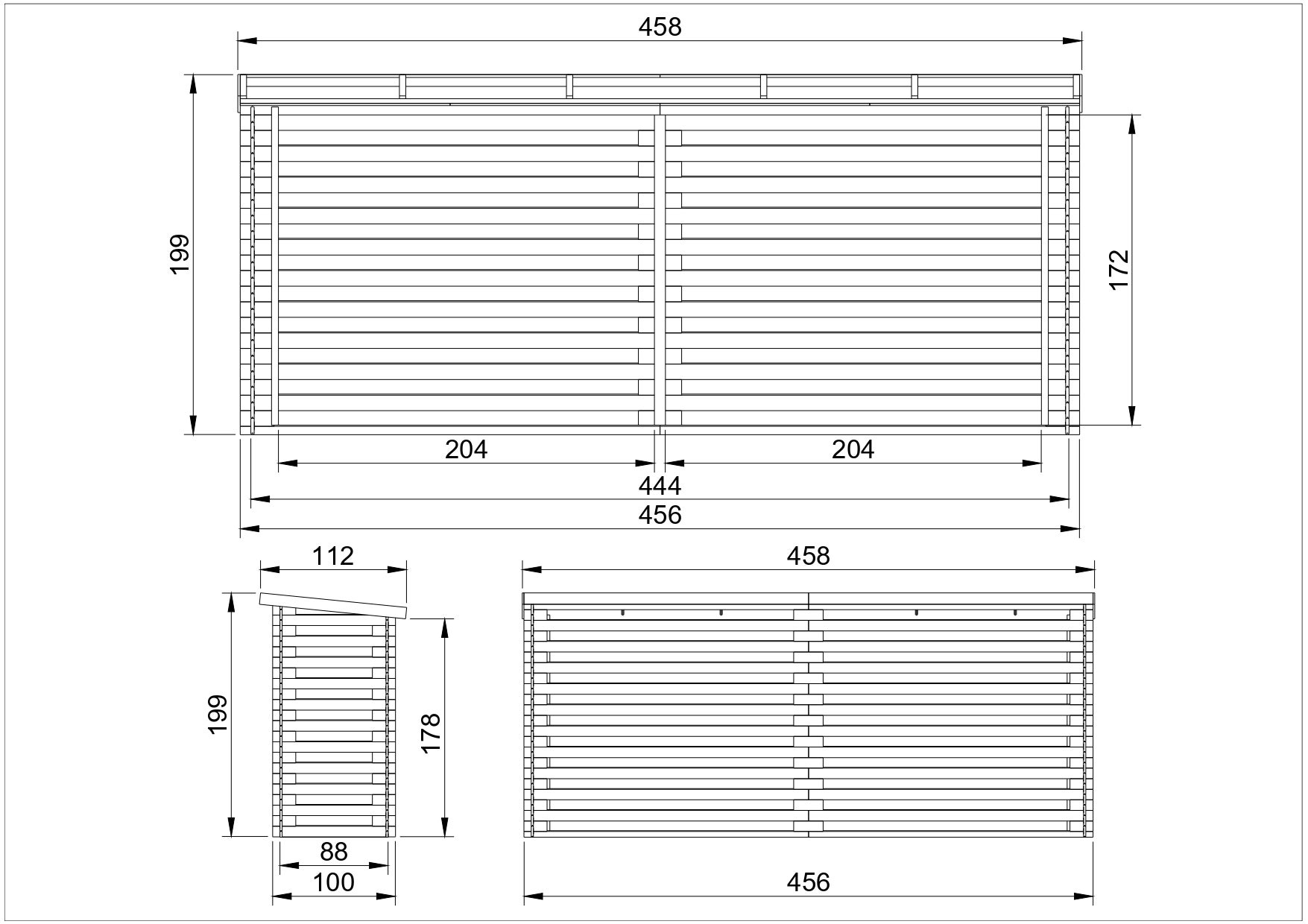 Abri à bûches -l112xL450xH199 cm/ 4m2 - Abri De Stockage Du Bois et range bûches extérieur - TIMBELA M203 - 4