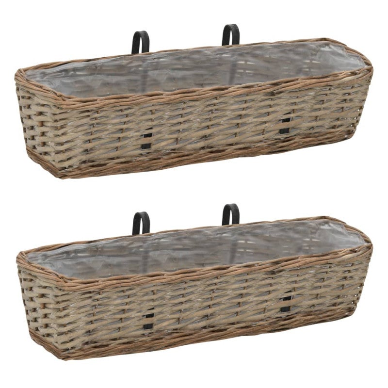 Donice balkonowe, 2 szt., wiklina z wyściółką z PE, 60 cm vidaXL