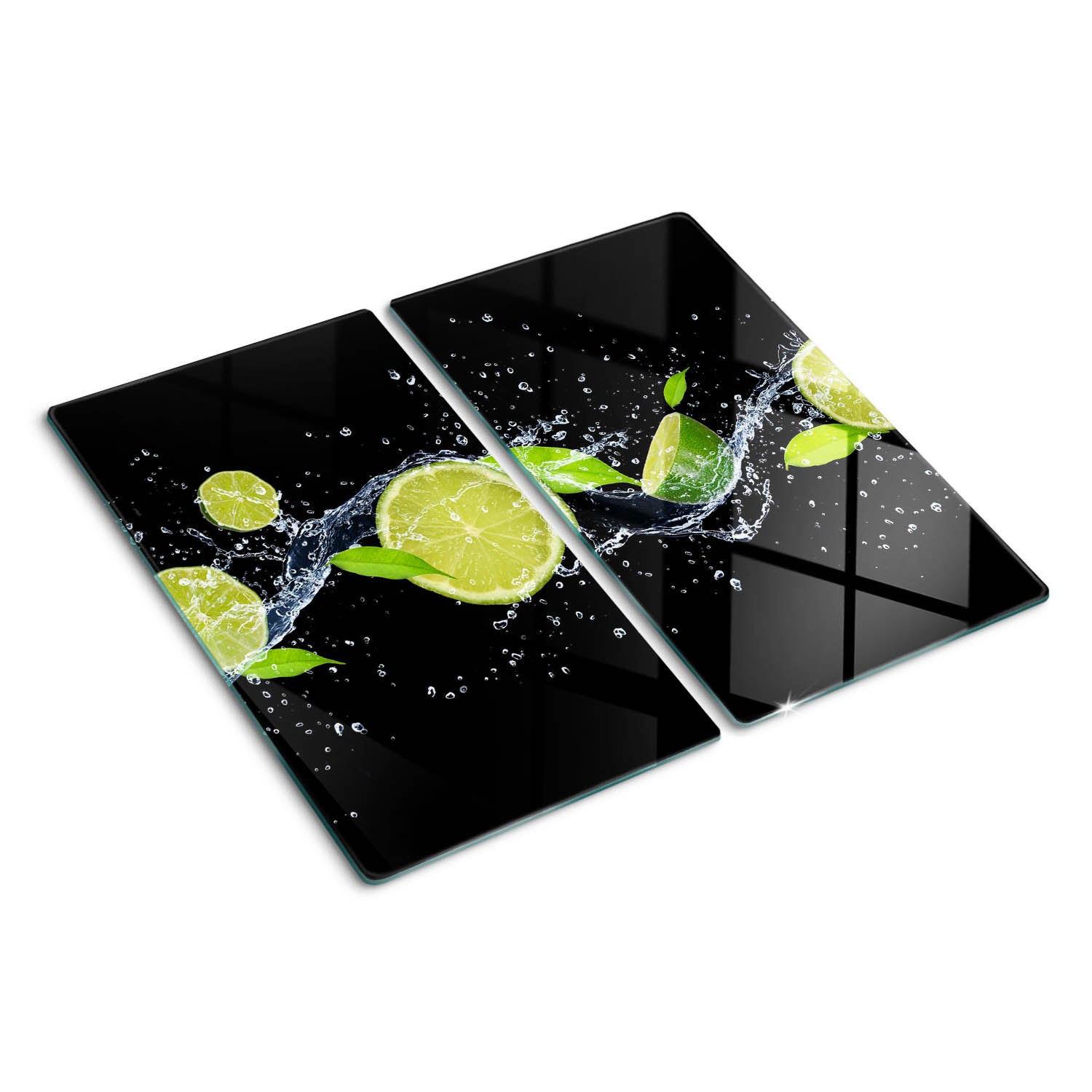 Szklana deska do krojenia Tulup Kształt prostokątny - 2x30x52 cm - Limonki i woda