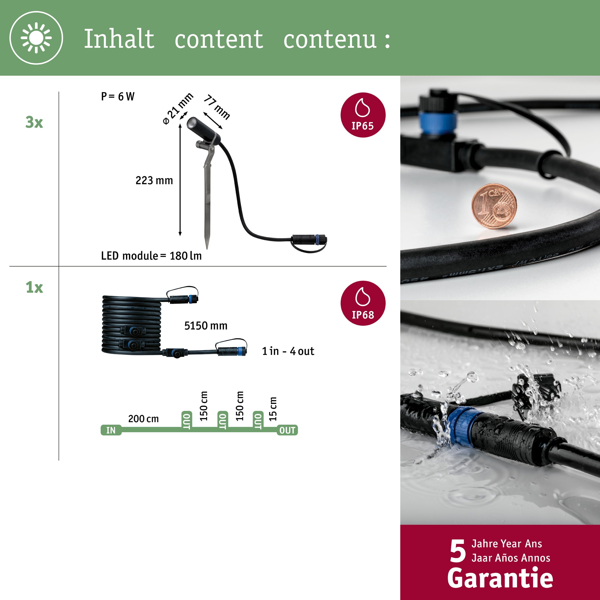 Plug & Shine Projecteur de jardin LED Plantini Kit d'extension IP65 3000K 3x2W Anthracite - 4