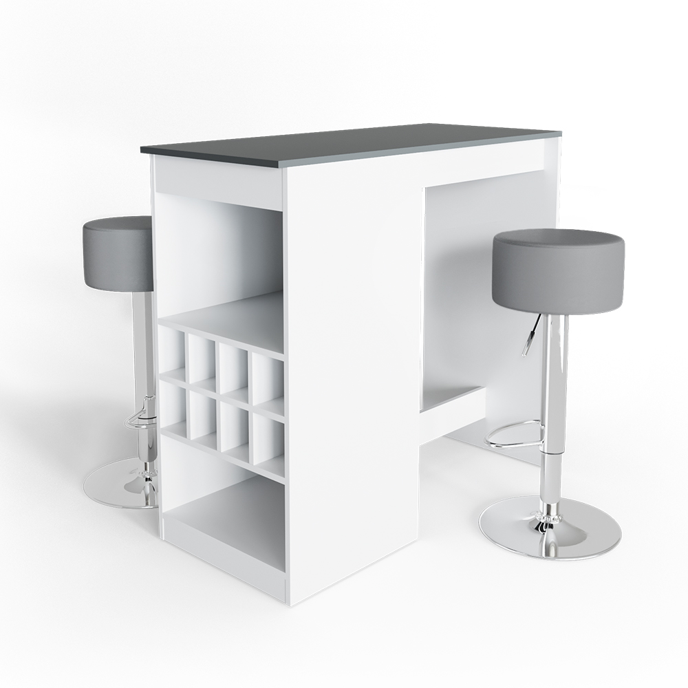 Vicco Zestaw stołu barowego Ross, Biały/antracyt, 115 x 50 cm z 2 stołkami barowymi