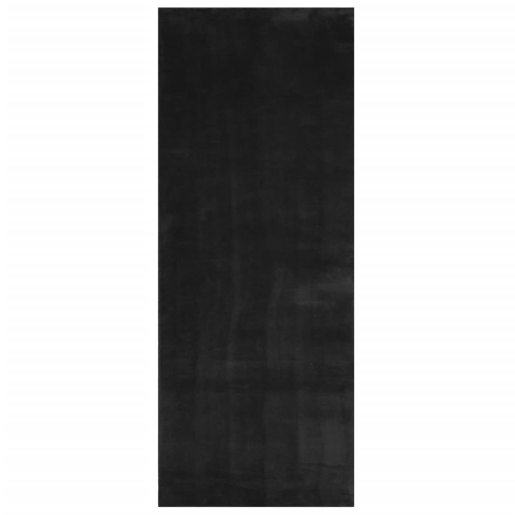 Alfombra de salón | alfombra de pelo corto suave lavable huarte negro 80x200 cm cfw65778