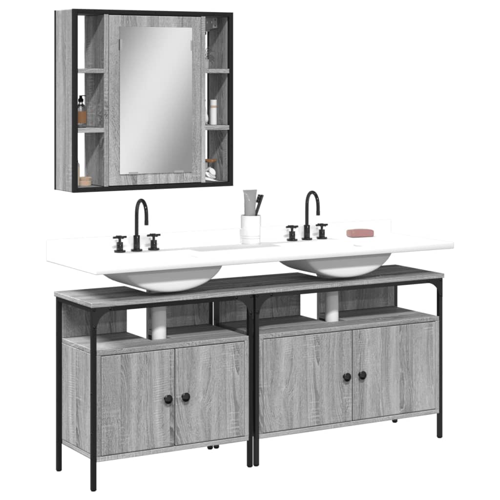 Maison exclusive - set de muebles de baño 3 pzas madera contrachapada gris sonoma